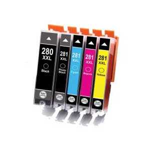 Compatible Canon CLI-281 XXL, PGI-280 XXL ink cartridges, Extra High Yield, 5 pack