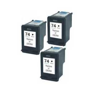 Remanufactured HP 74 ink cartridges, 3 pack