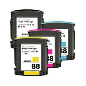 Remanufactured HP 88XL ink cartridges, 4 pack